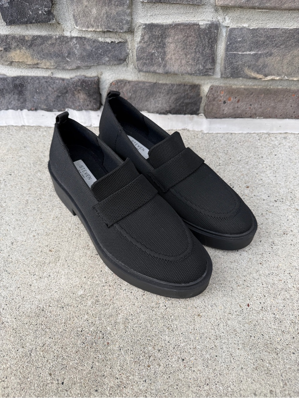 Steven New York Women’s Black Knit Brynn Slip On Loafers Size 9.5